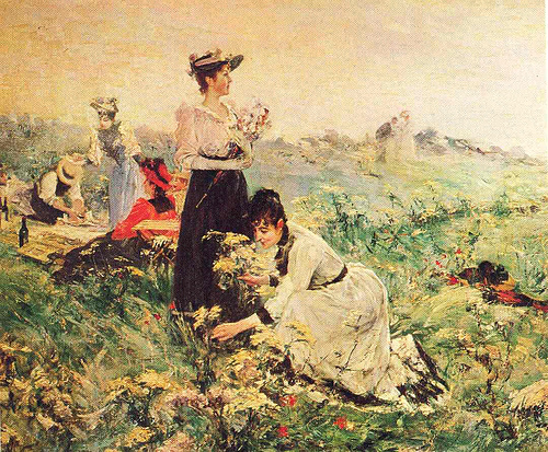 Picnic in Normandy painting